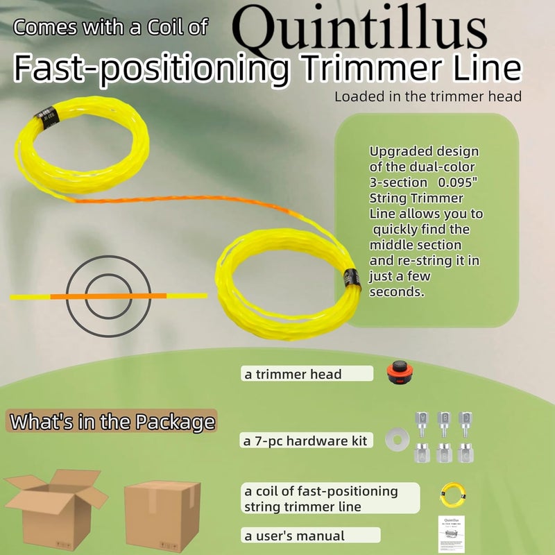 Quintillus H02 Weed Eater Head Universal Trimmer Head String Trimmer Head Bump Feed Weed Wacker Head Grass Trimmer Head Replacement for Weed Warrior, Echo, Husqvarna, Comes with .095 Trimmer Line - Image 5